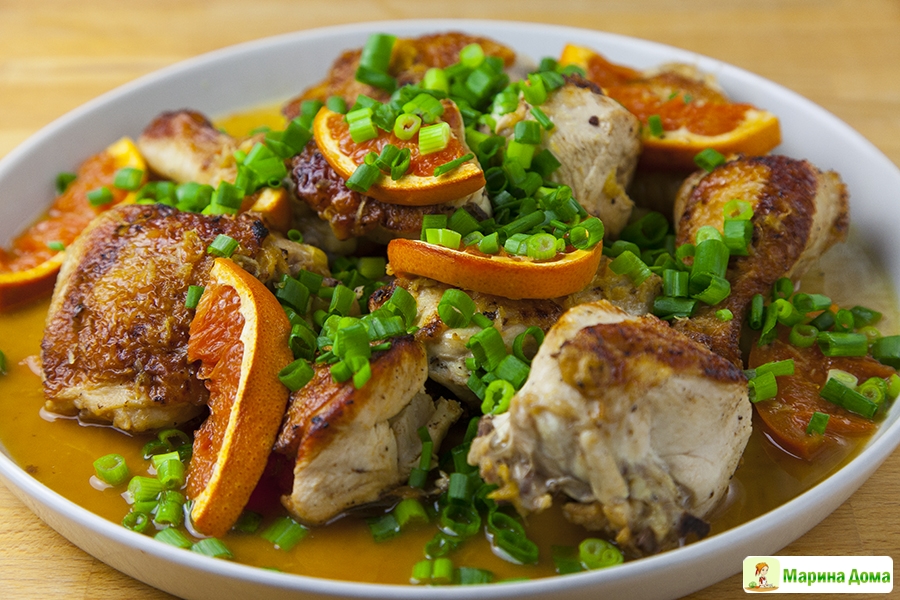 Курица в апельсиновом соусе на сковороде - классический рецепт с фото